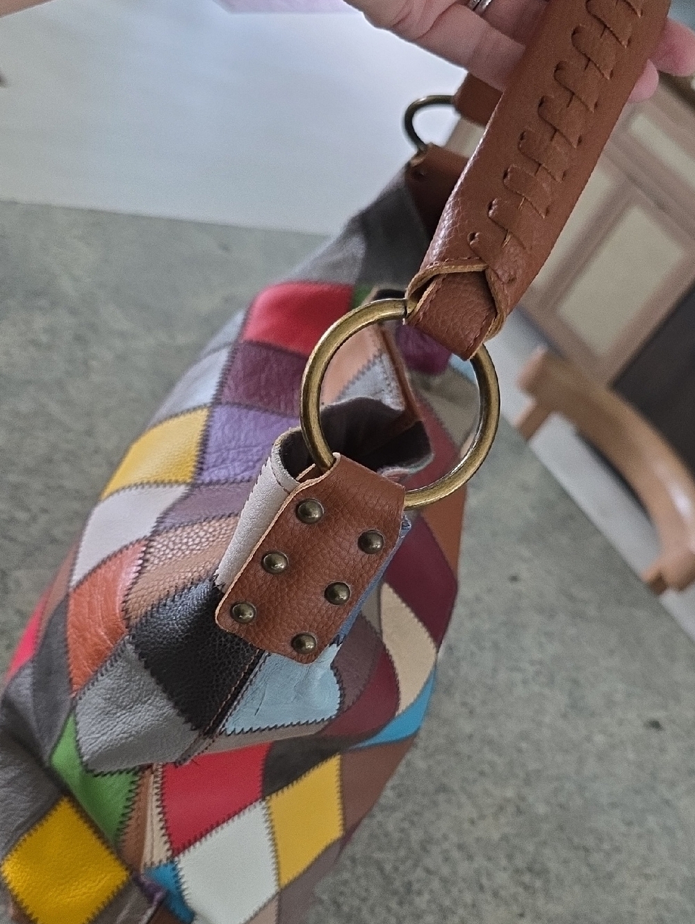 Multicolor Patchwork Leather Hobo Bag - Picture 2 of 11